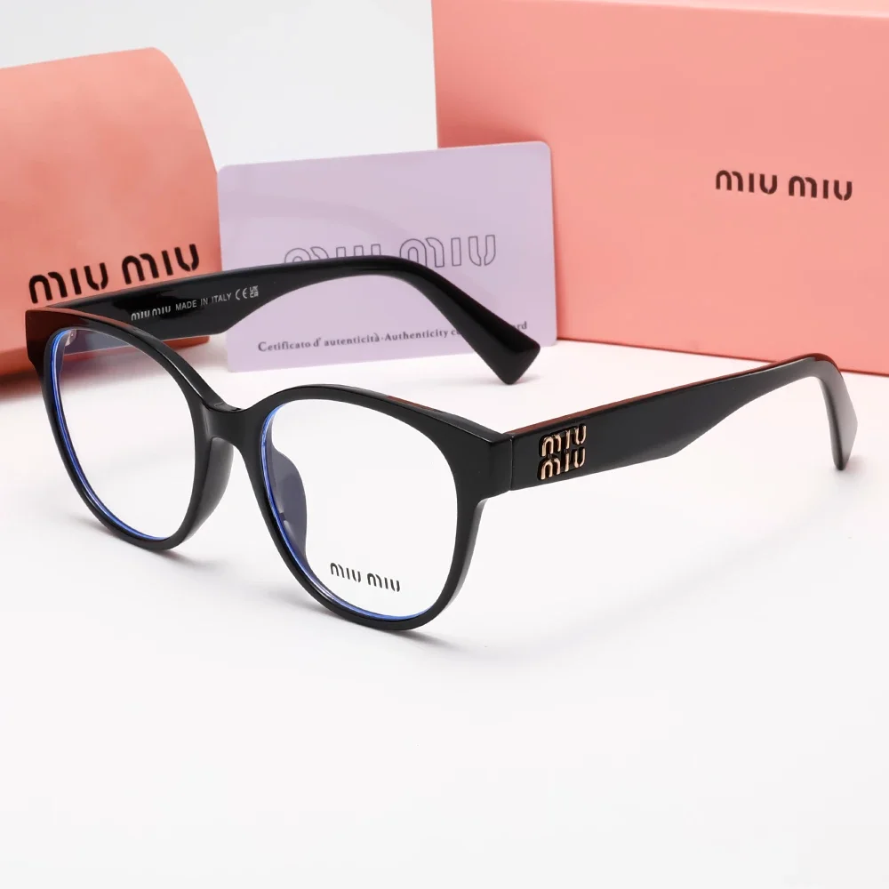 Miu Miu Black-Framed Round Blue-Light Glasses