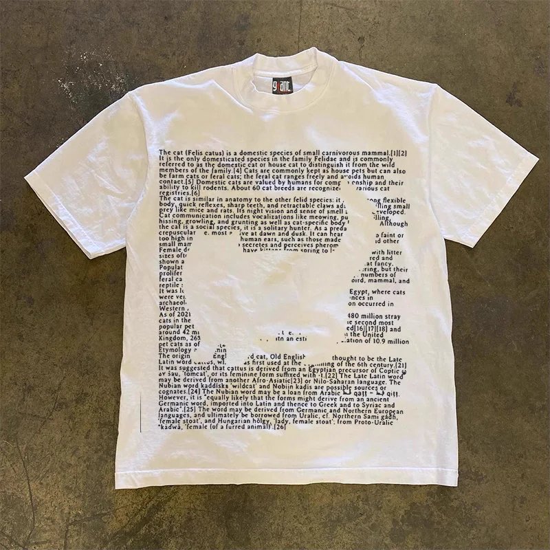 90s90s90s heavyweight opaque cat analysis, niche student couple's versatile design short sleeved T-shirt