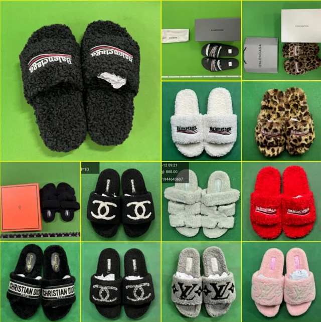 Balenciaga Slippers Fuzzy Logo Slide product detail image 1