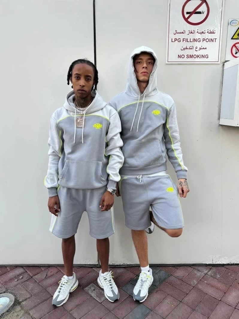 S- Stylish Sports Hoodie and Shorts Set-FY0617-SK