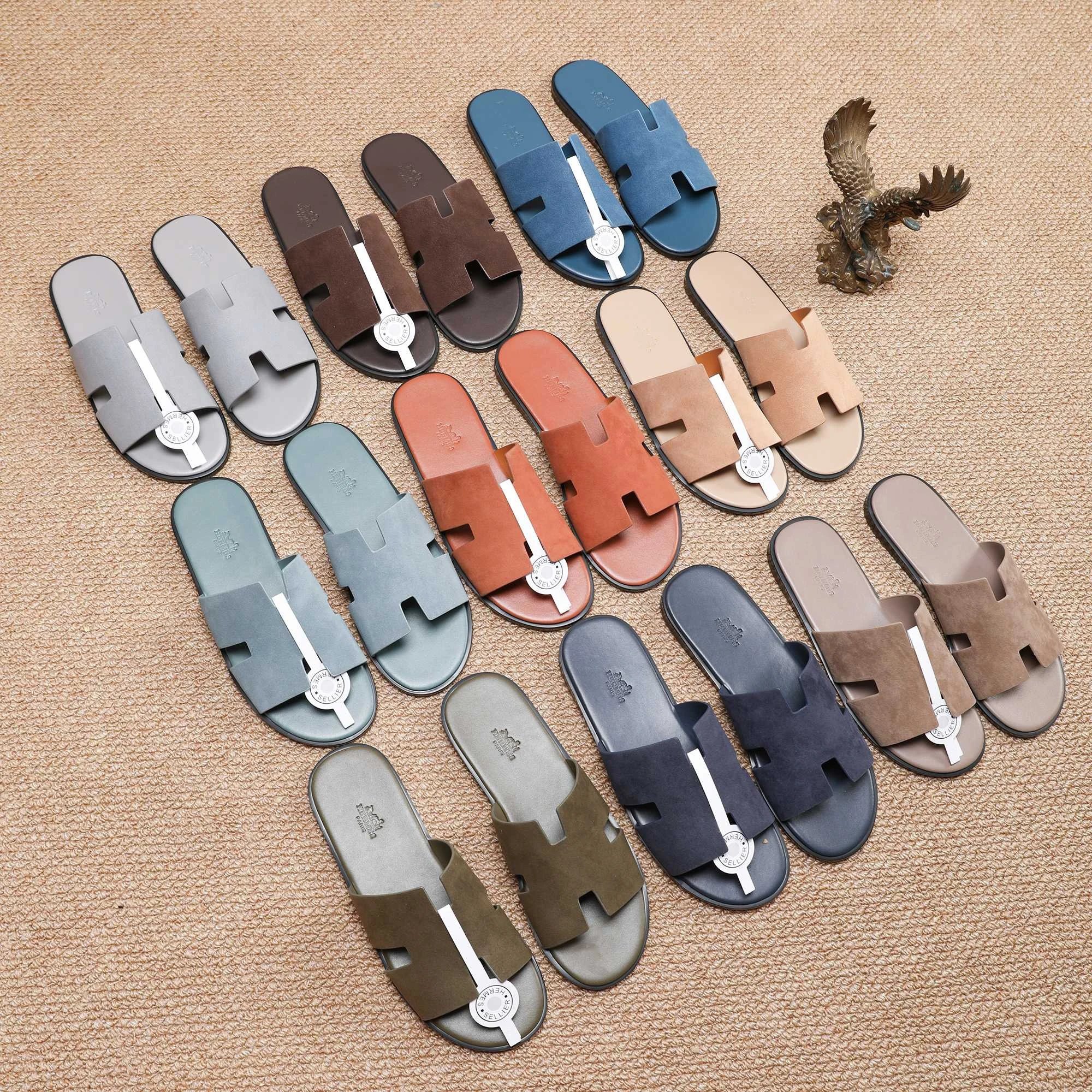 H Colorful Leather Slippers - CAT