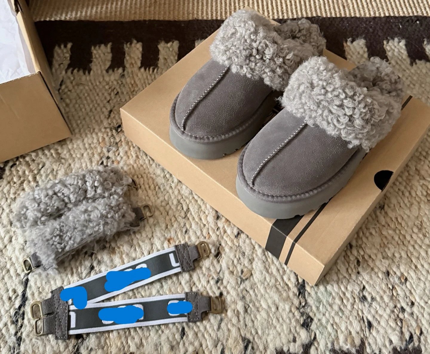fuzzy slingback grey