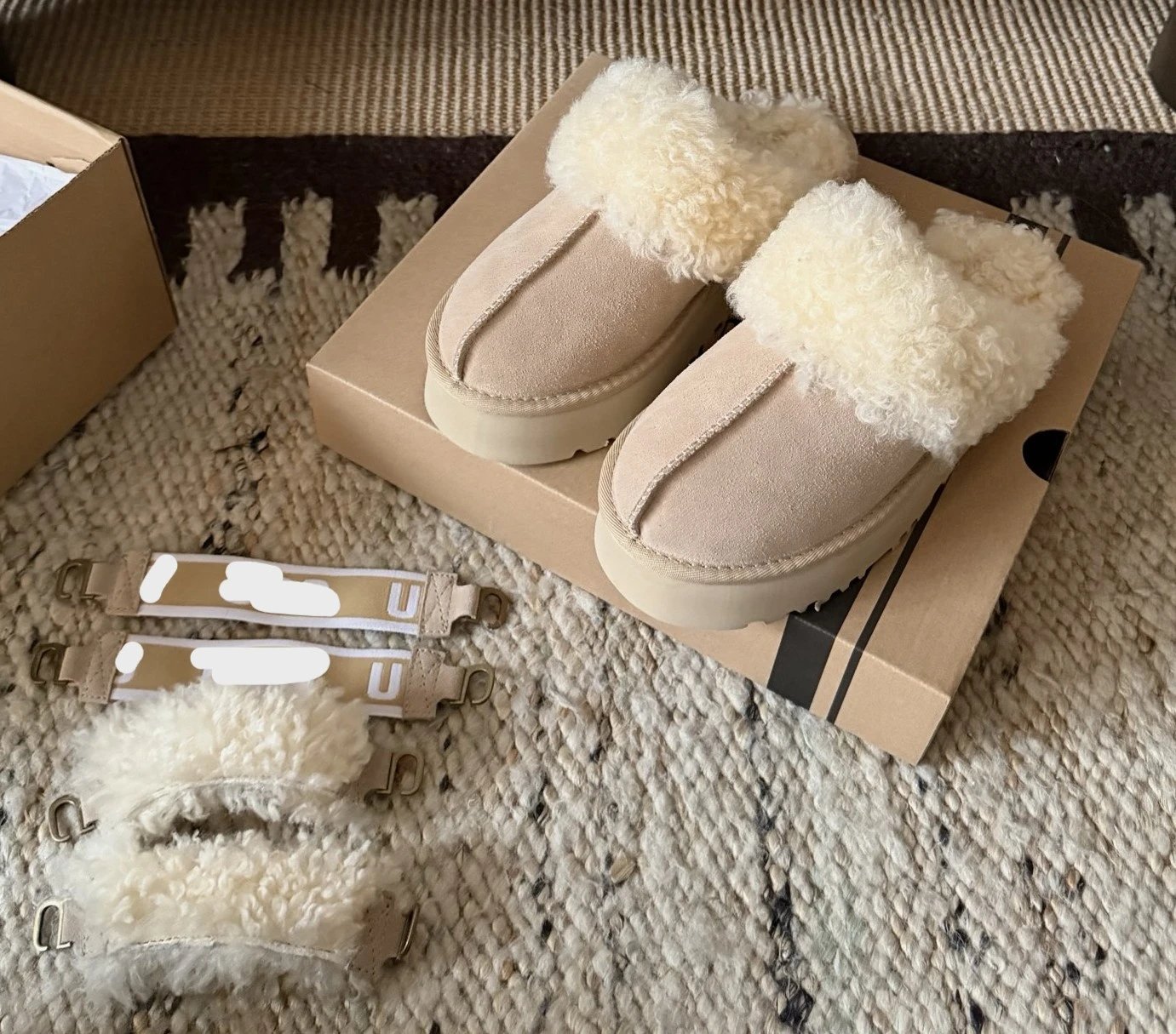 fuzzy slingback sand
