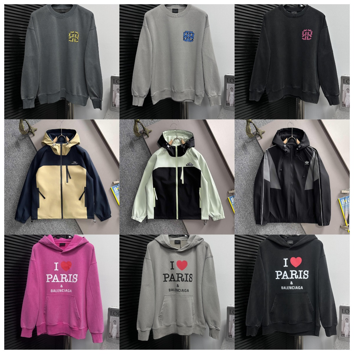 Balenciaga I ❤️ PARIS Hoodies & B22 Logo Sweatshirts [35 styles]