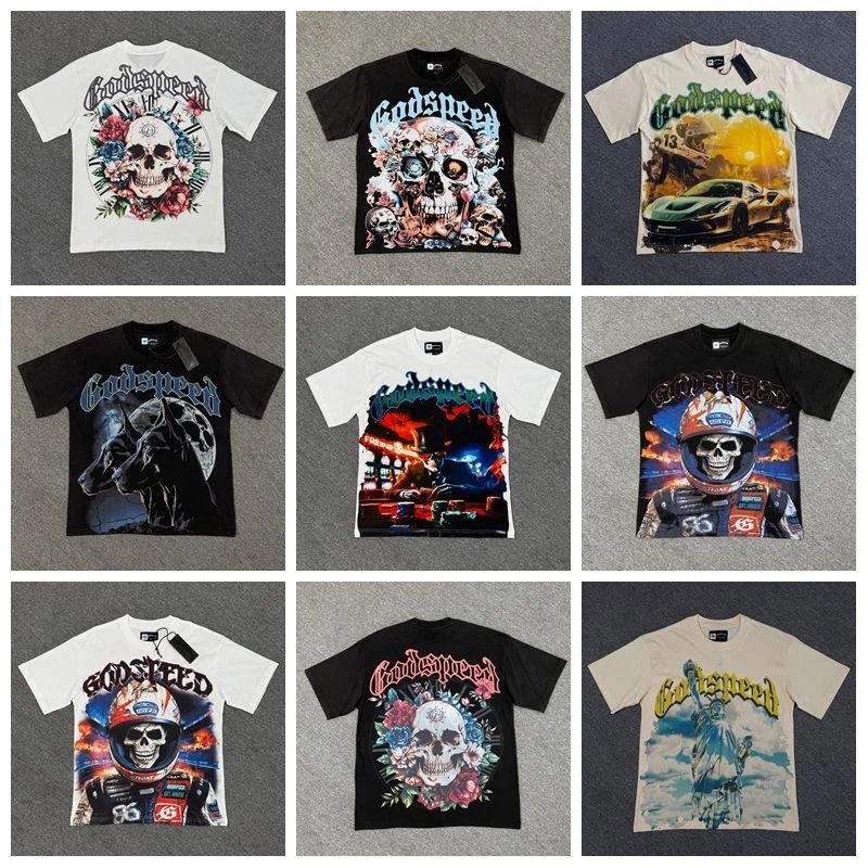 High quality washed vintage skeleton short sleeves