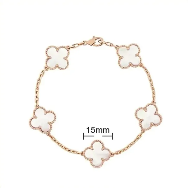 Van Cleef & Arpels Alhambra White Mother-of-Pearl Bracelet Rose Gold Jewelry - 1
