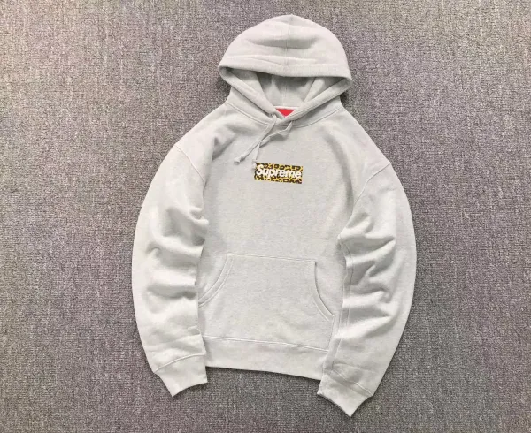 Supreme Leopard Box Logo Hoodie Gray - 1