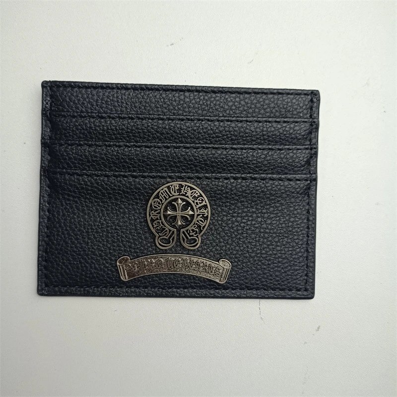 White Croc-Embossed Leather Card Holder with Silver Cross Ornament