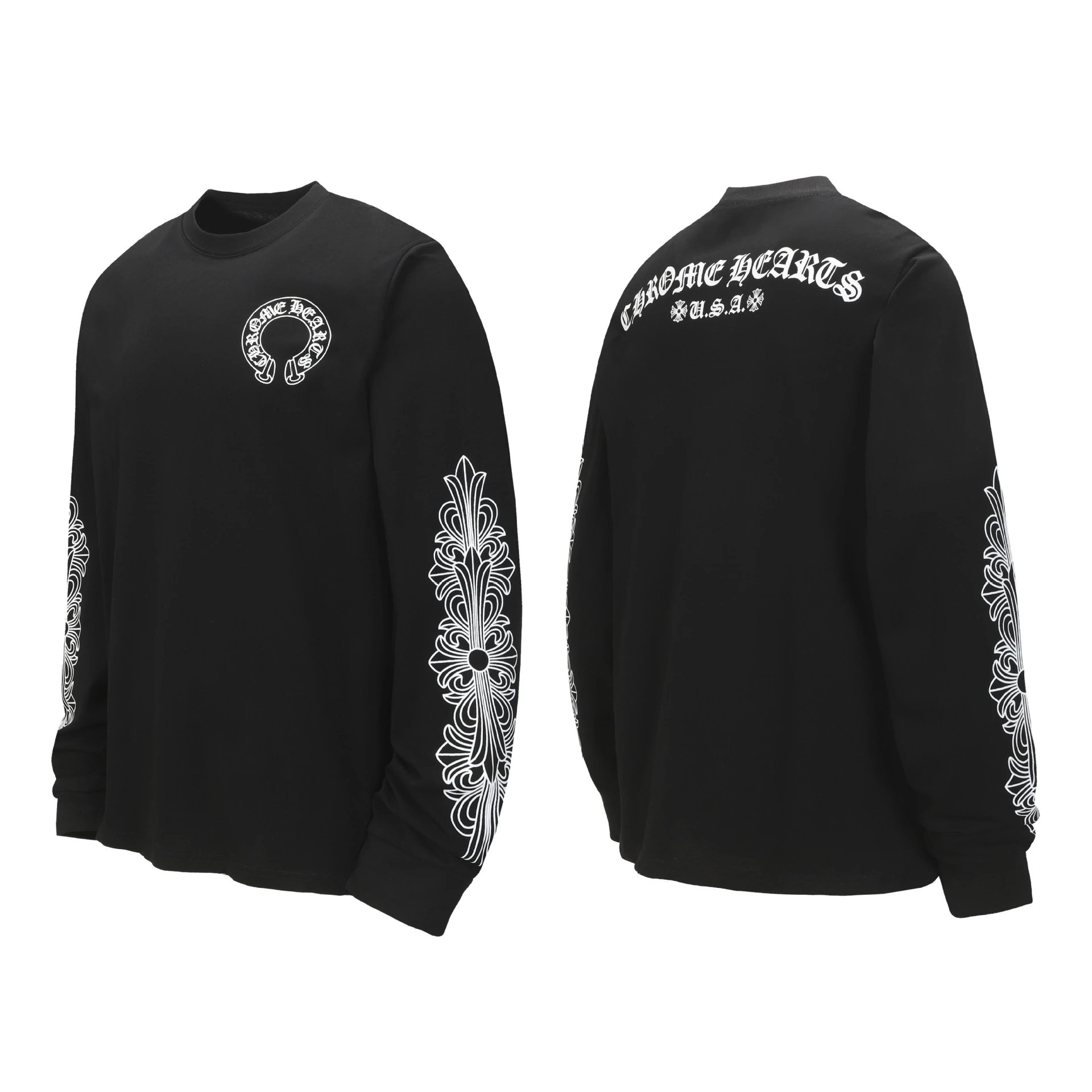 Chrome Hearts White Black Raglan Long Sleeve Tee