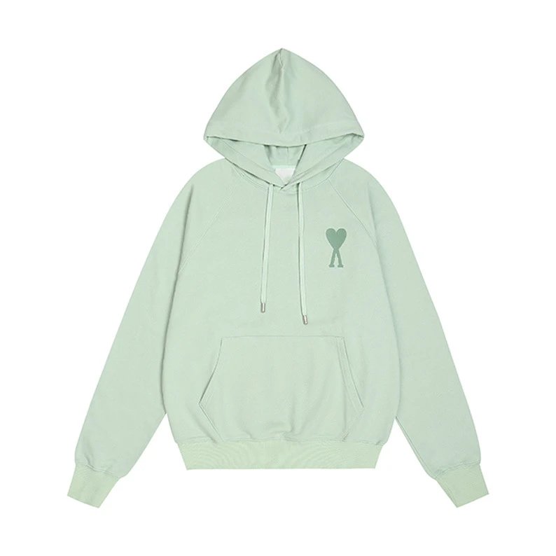 Ami Paris Light Blue Heart Logo Oversized Hoodie