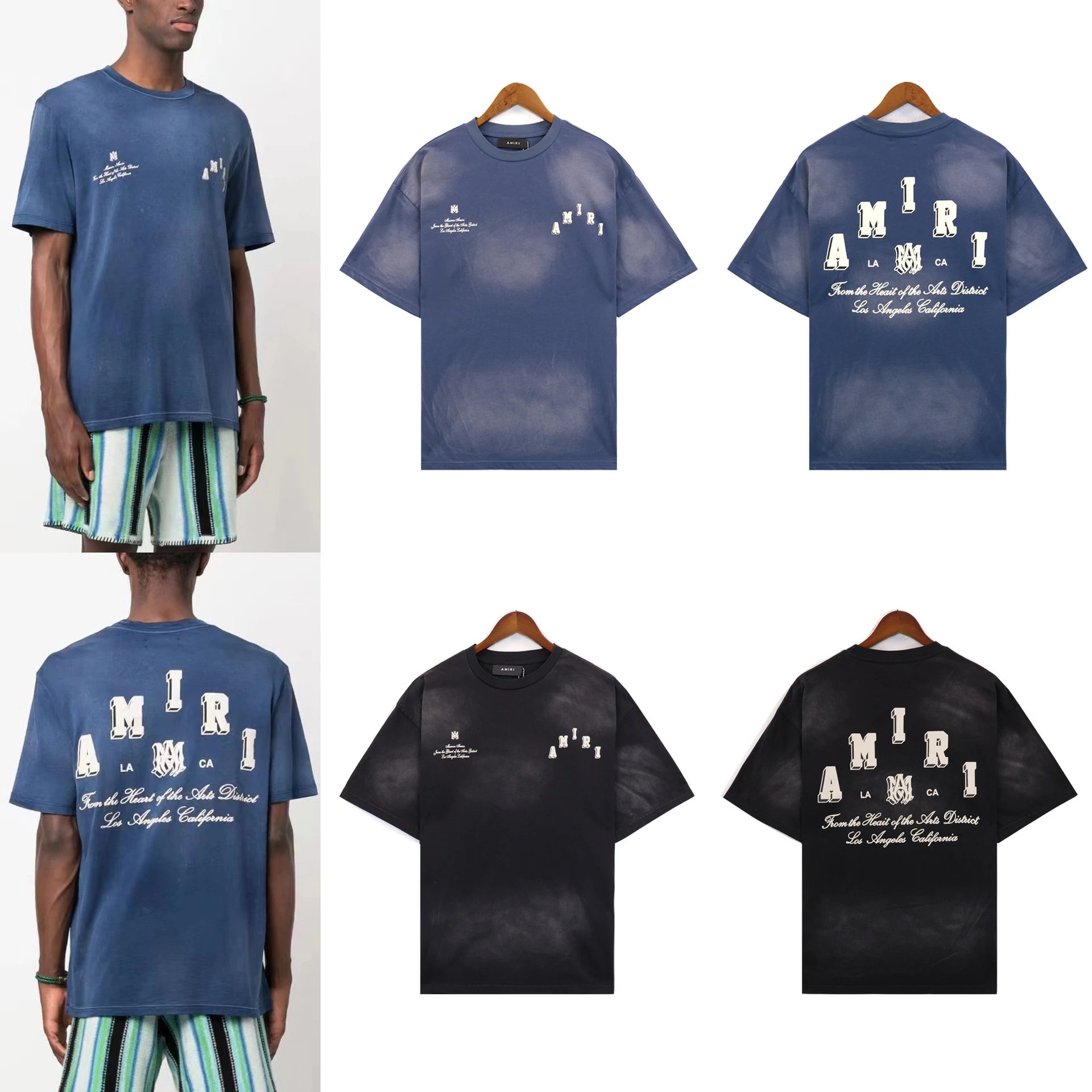 Amiri Washed Black Oversized T-Shirt And Shorts Set