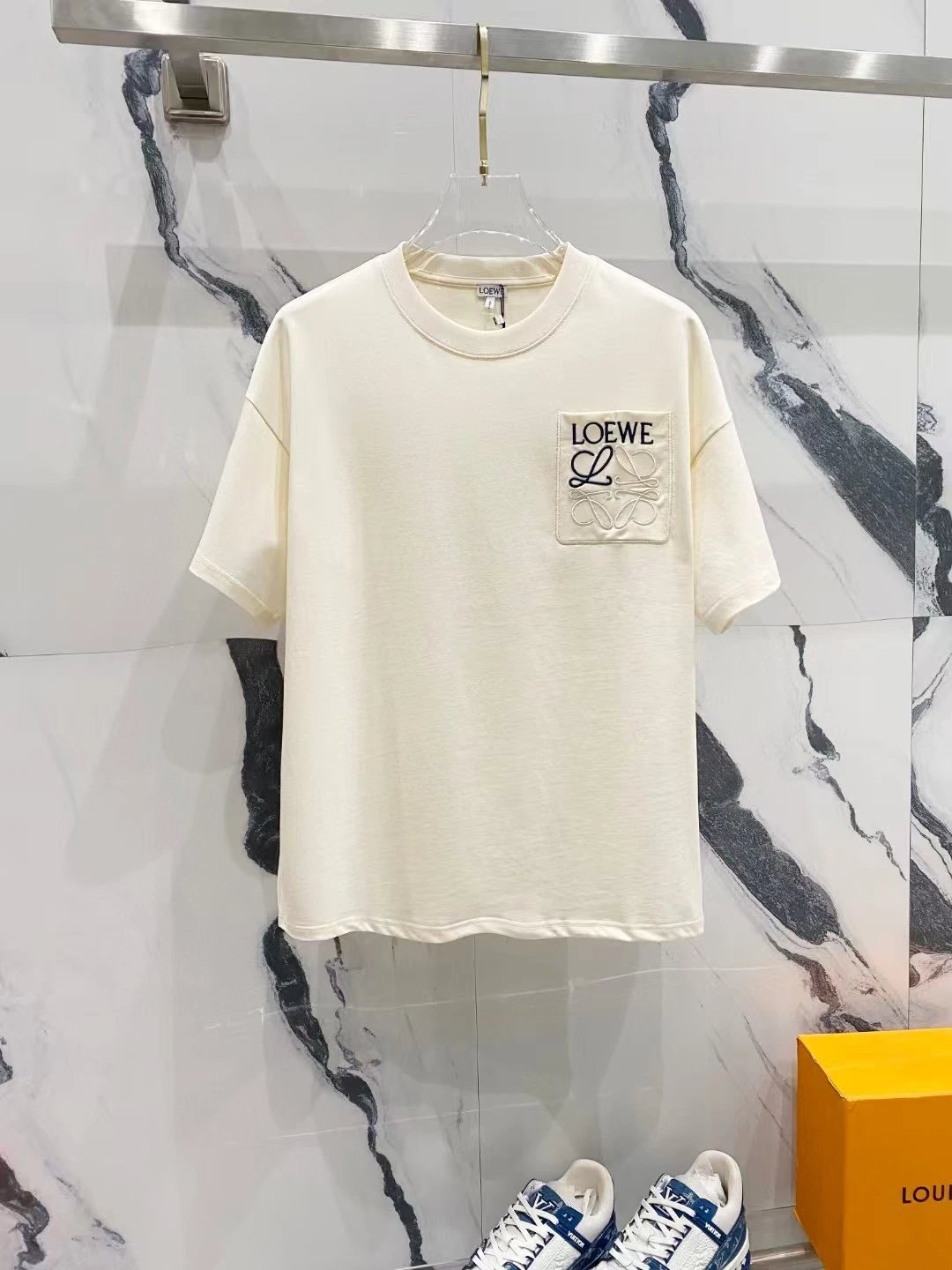 Loewe Logo Embroidered White Oversized T-Shirt