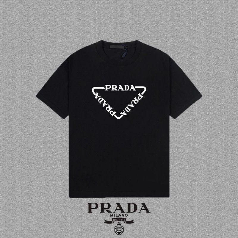 Prada Triangle Logo White Graphic T-Shirt
