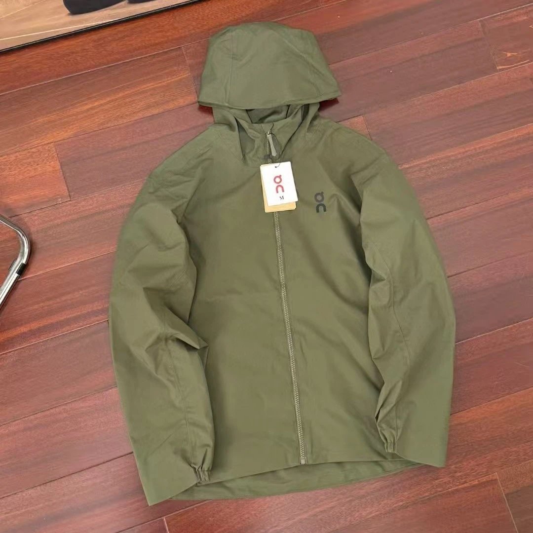 On Running Windbreaker White Olive Black Lightweight Hooded Jacket