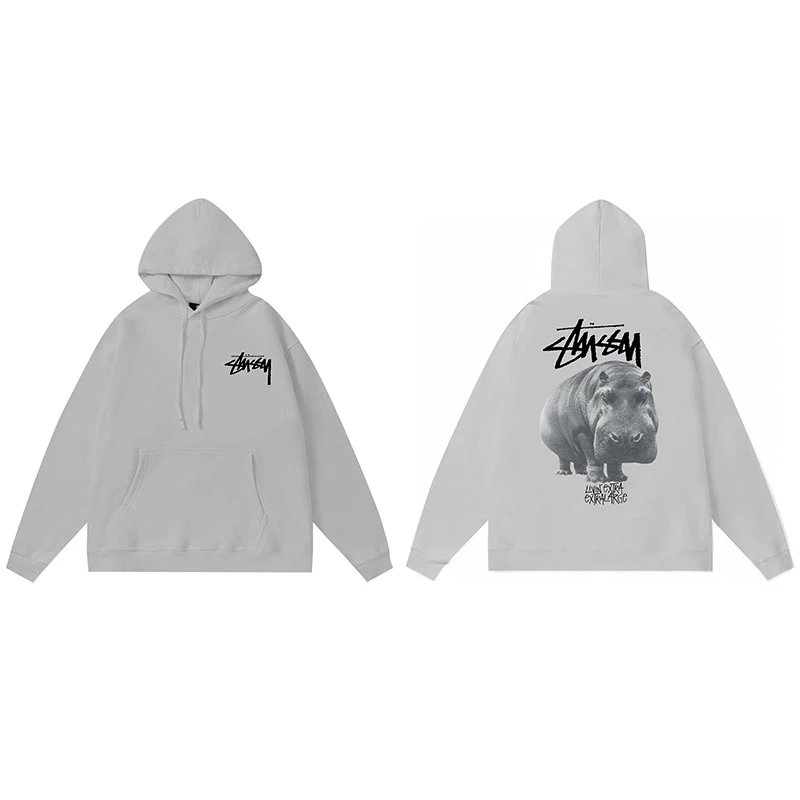 Stussy Hippo Graphic White Oversized Hoodie