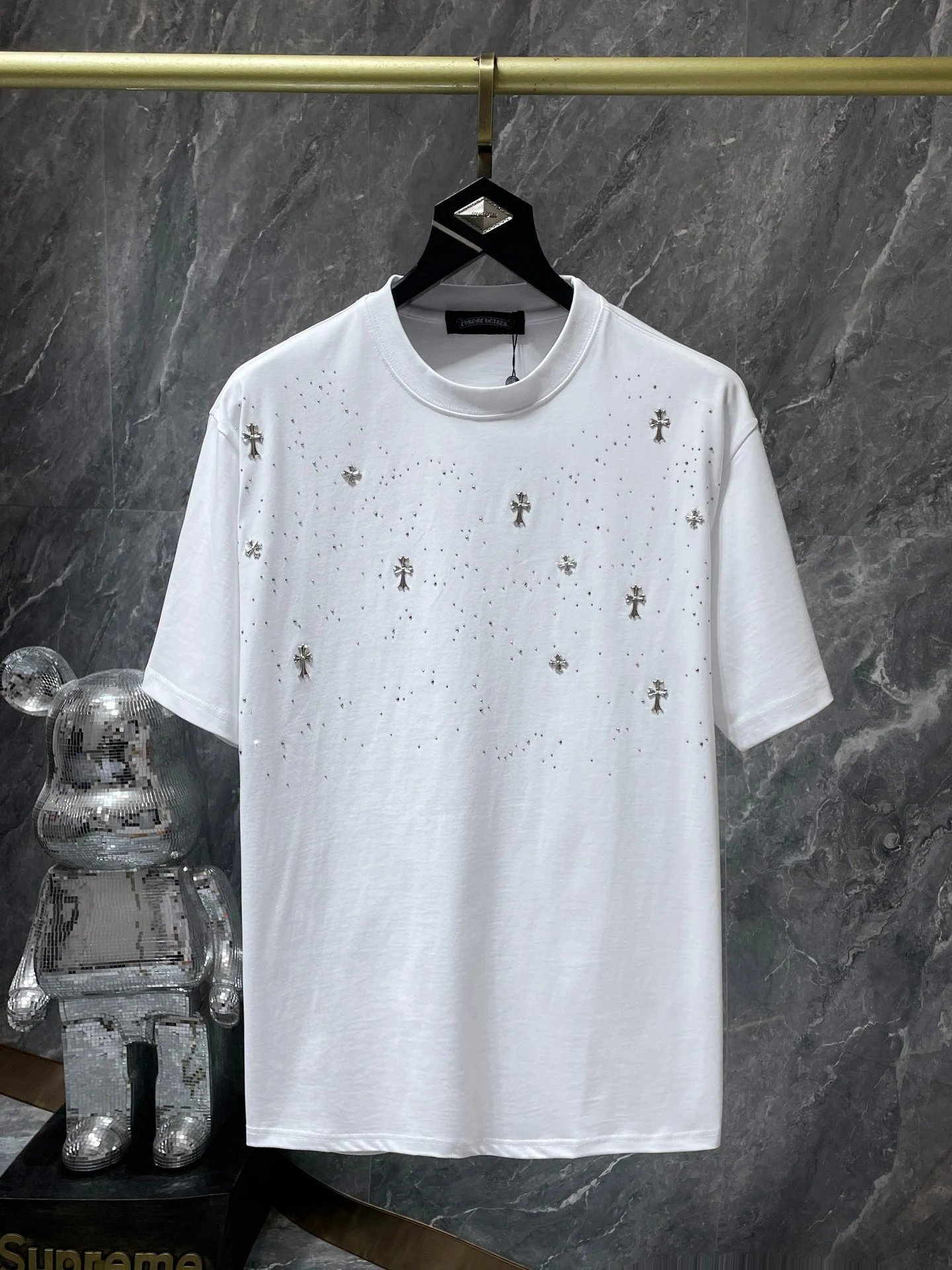 Chrome Hearts Black Cross Embroidered Graphic T-Shirt