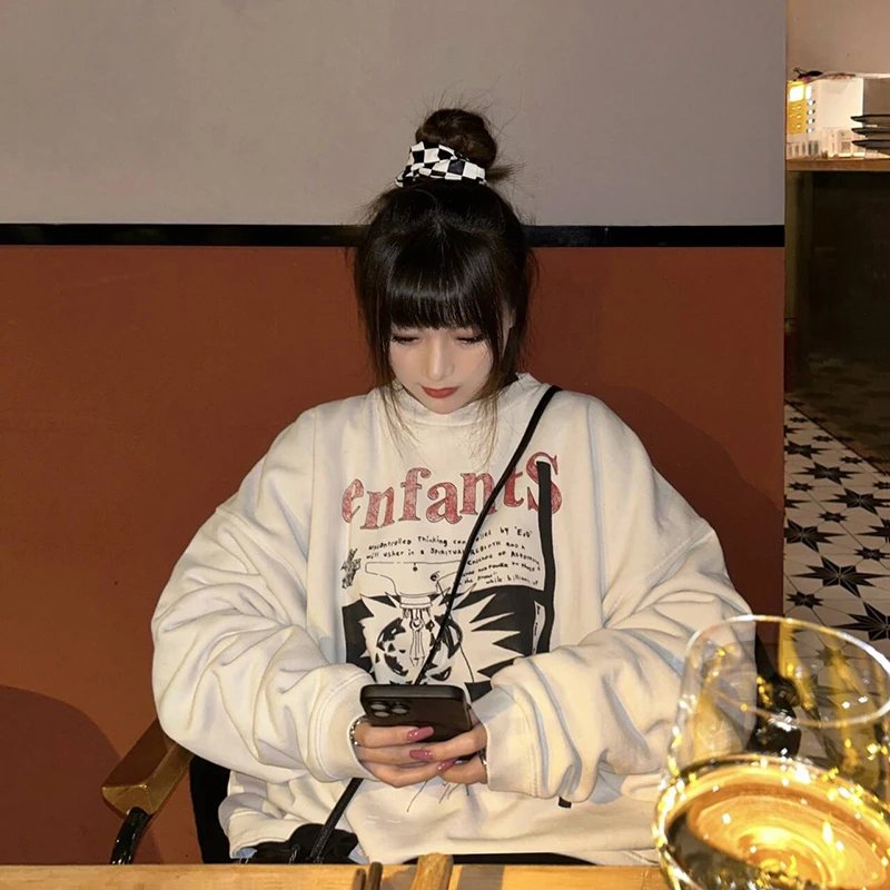 Infants Graphic Print Off-White Oversized Sweatshirt