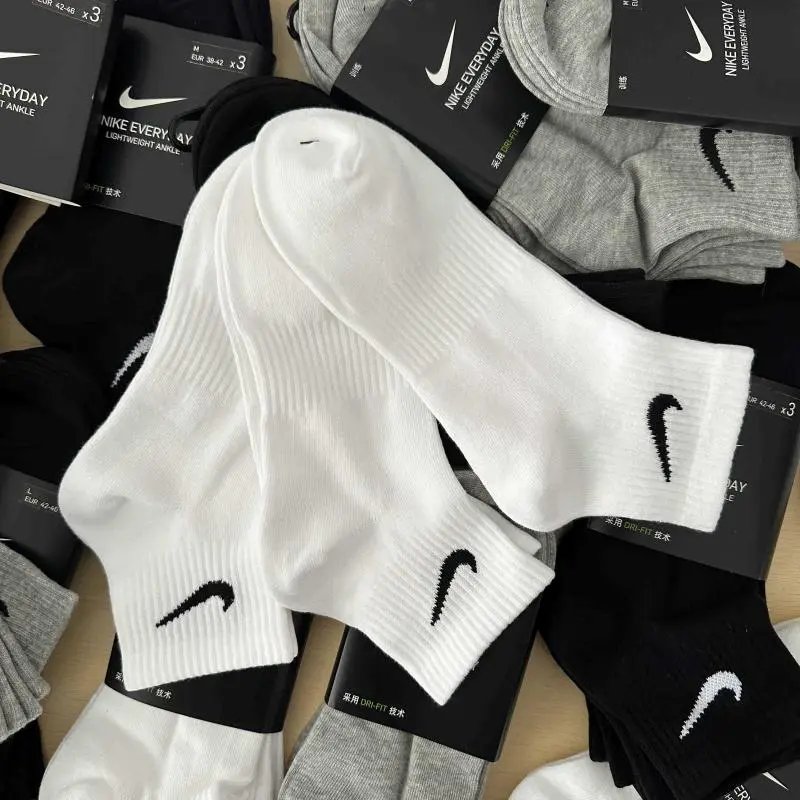 Nike Everyday Lightweight Ankle Black Gray White Casual Socks