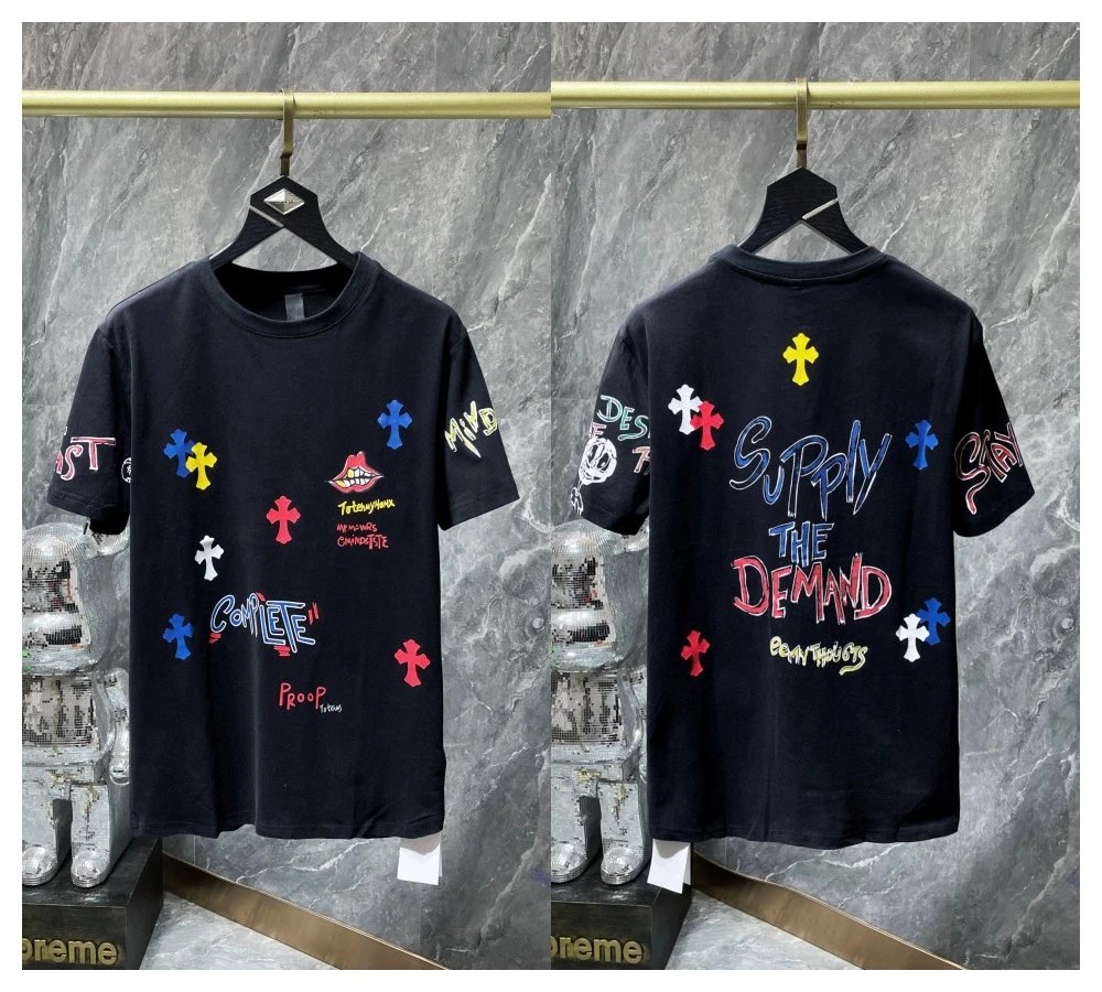 Chrome Hearts Black Graphic Print Crew Neck T-Shirt
