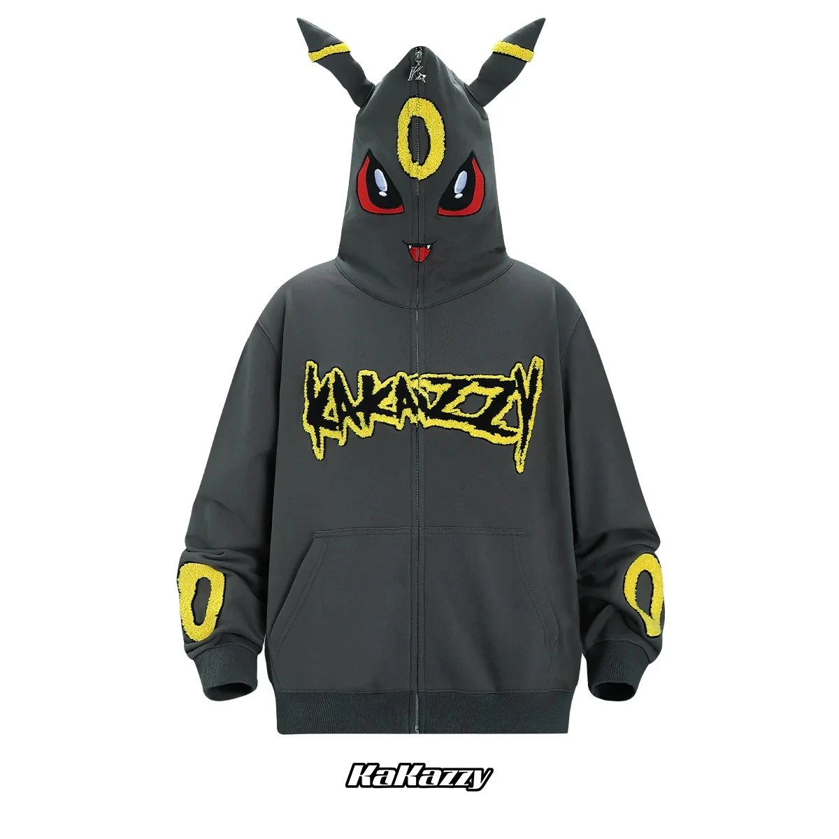 KaKazzy Hulk Face Green Graphic Zip-Up Hoodie