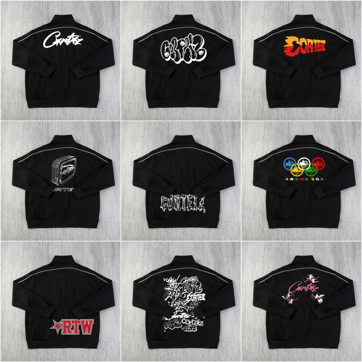 Corteiz Track Jacket Black Graphic Streetwear