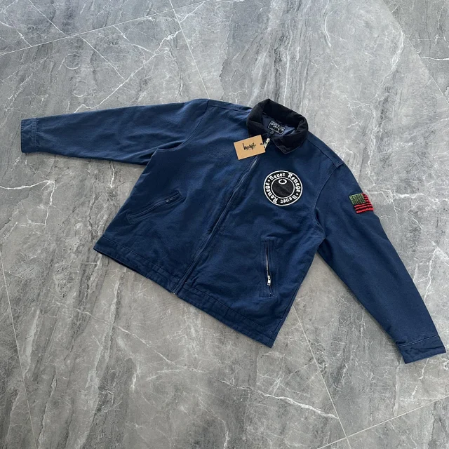 American retro work jacket black eight embroidery men's and women's street jacket
