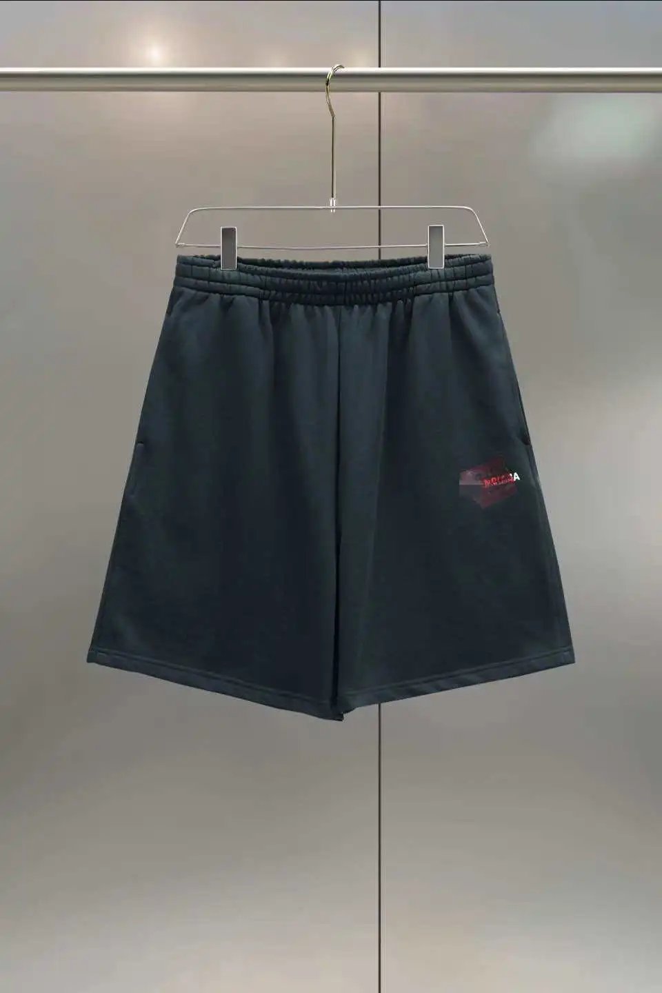 Balenciaga Logo Embroidered Navy Blue Sporty Shorts