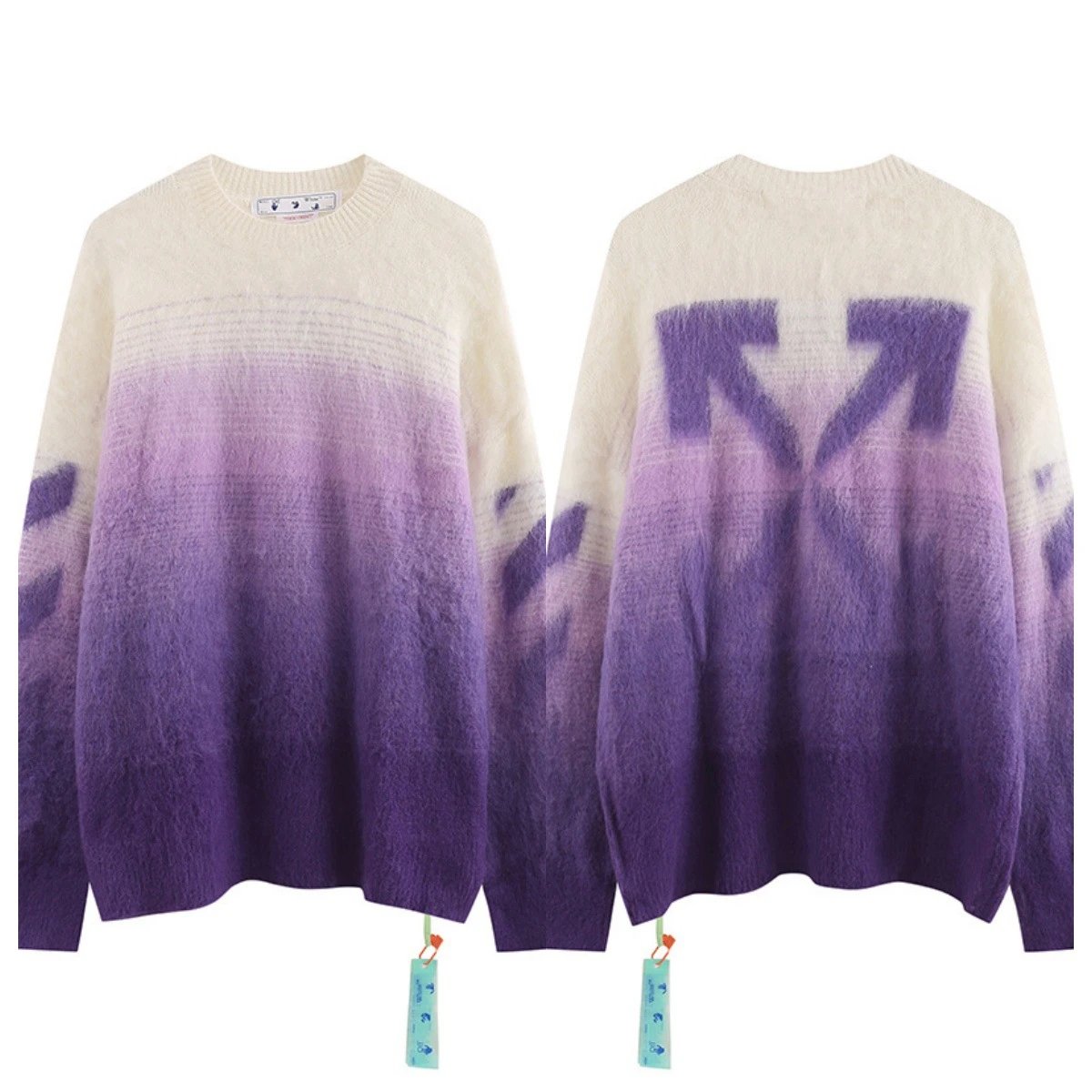 Off-White Arrow Print Black Multicolor Oversized Knit Sweater