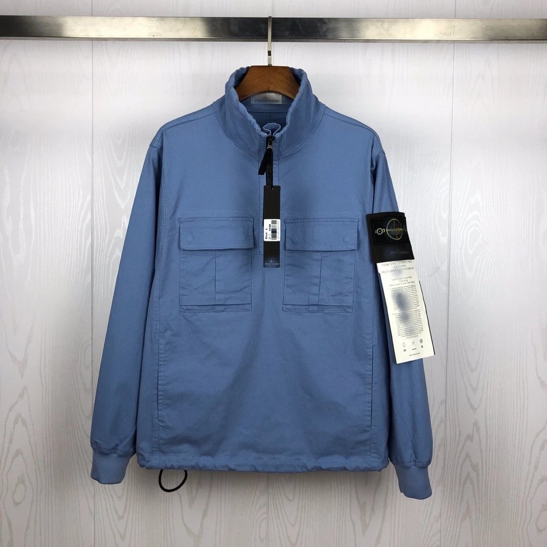 Stone Island Hooded Black Button-Up Field Jacket