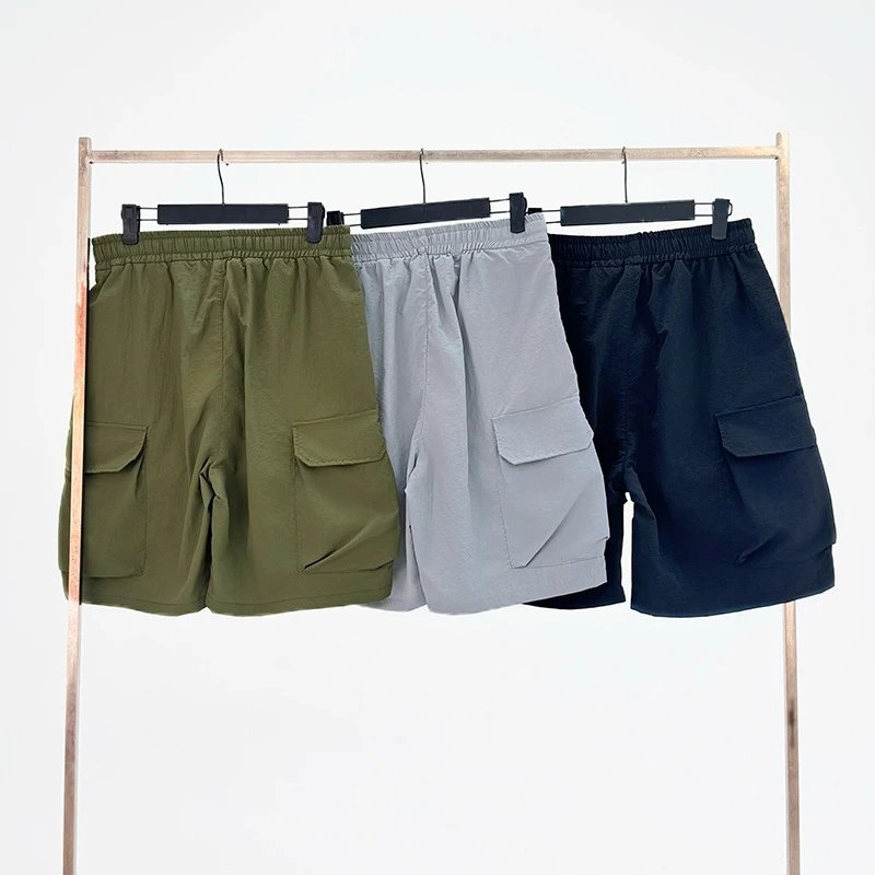 Stone Island Compass Logo Olive Gray Black Cargo Shorts