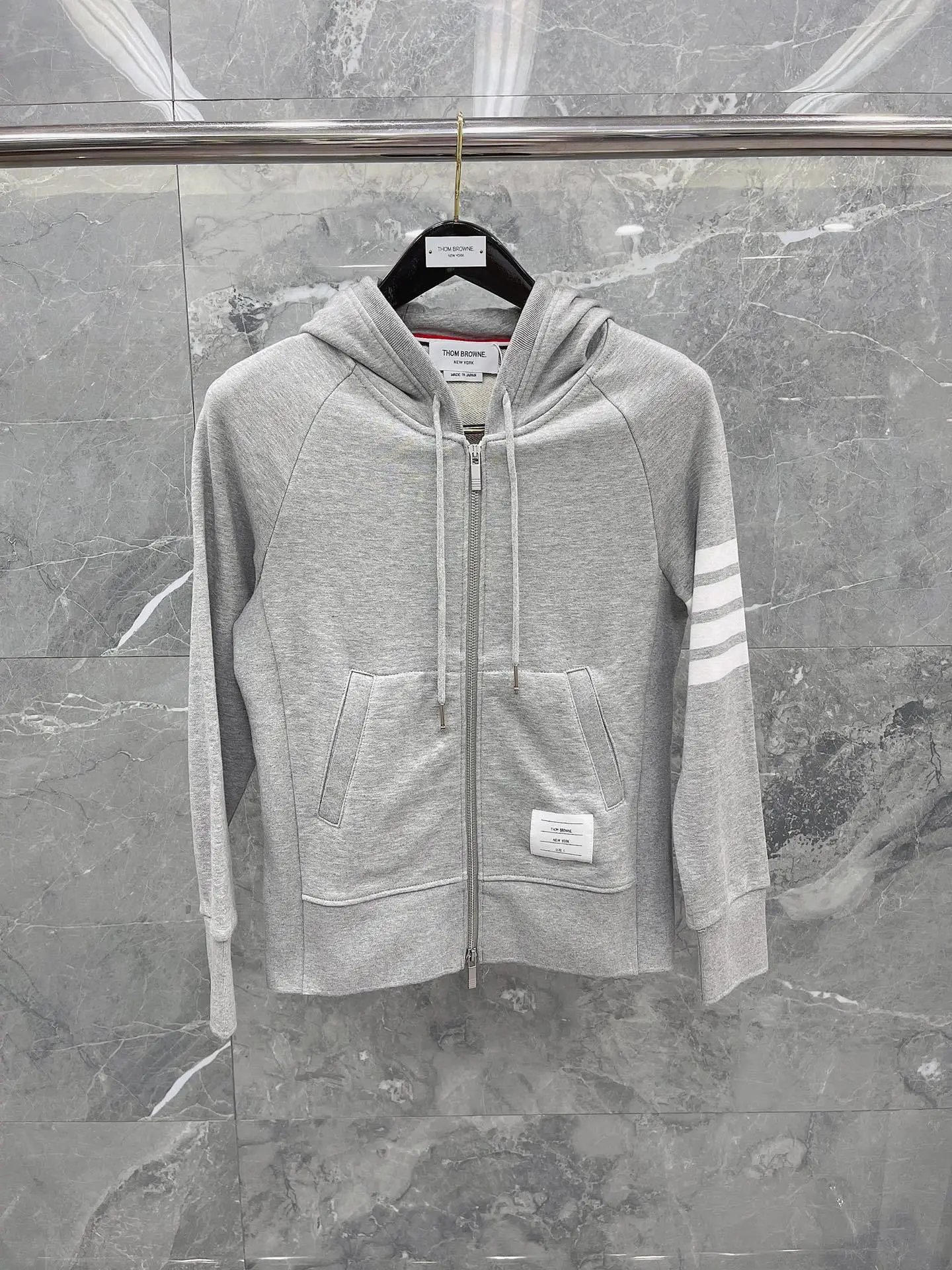Thom Browne Classic Gray Striped Hoodie And Jogger Set