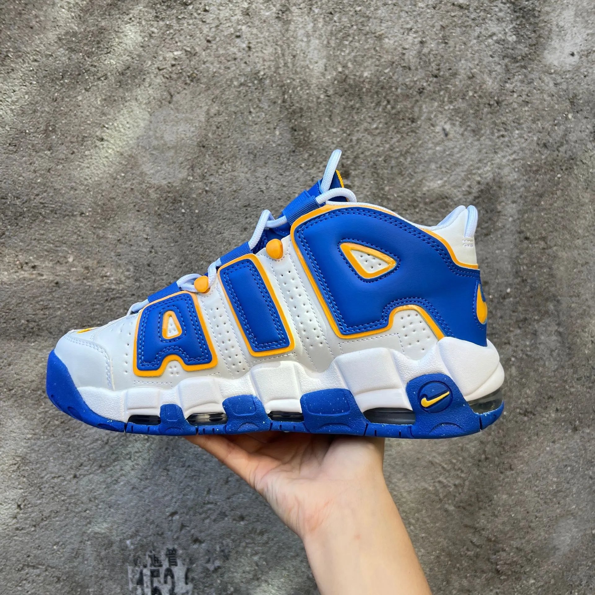 Nike Air More Uptempo White Grey Pink Basketball Sneakers