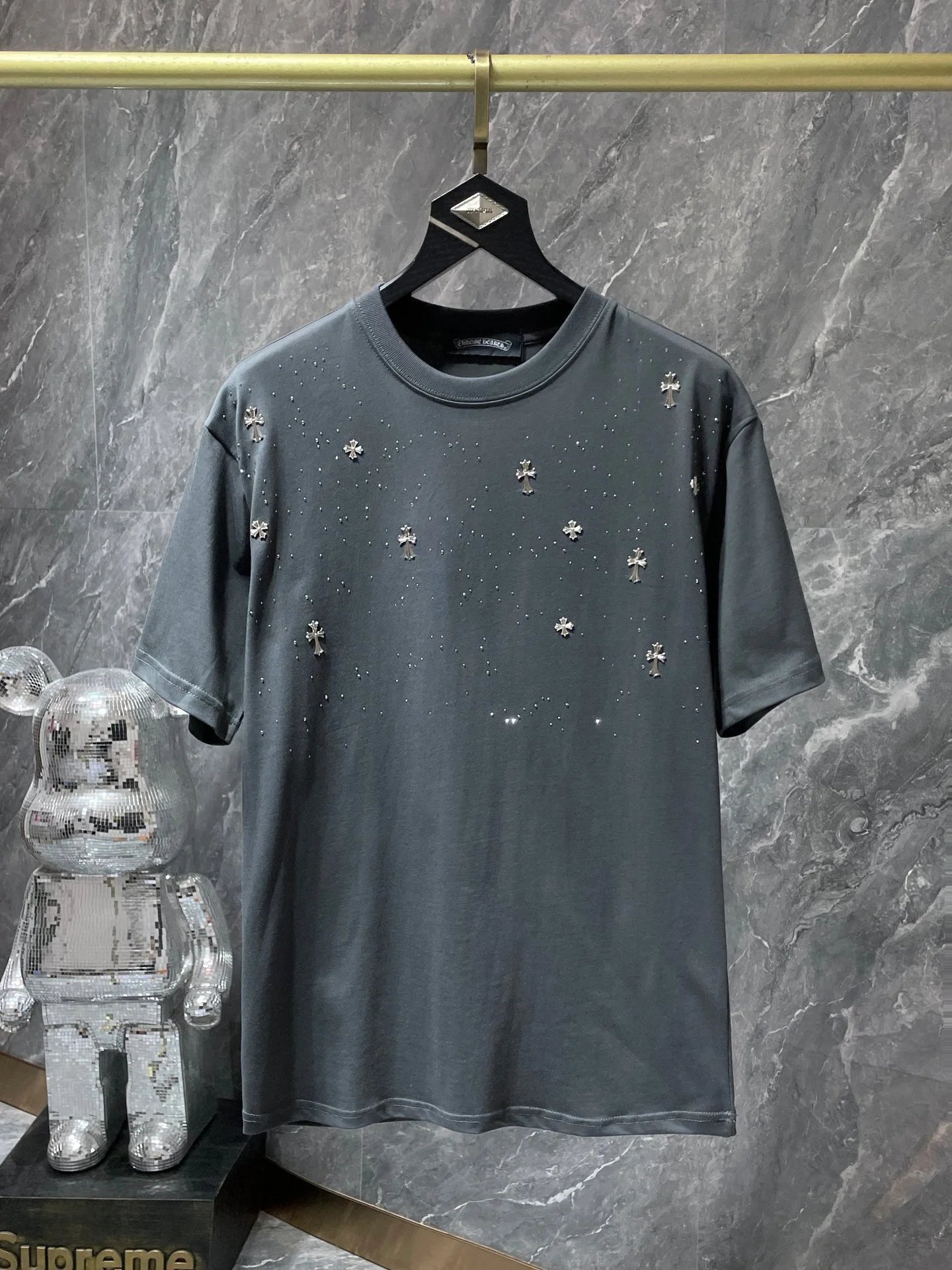 Chrome Hearts Black Cross Embroidered Graphic T-Shirt