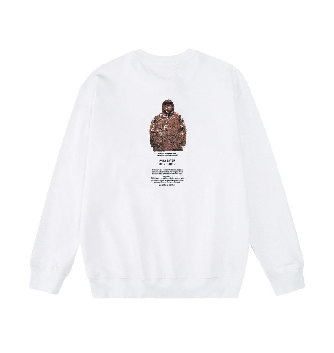 Stone Island White Logo Embroidered Crewneck Sweatshirt