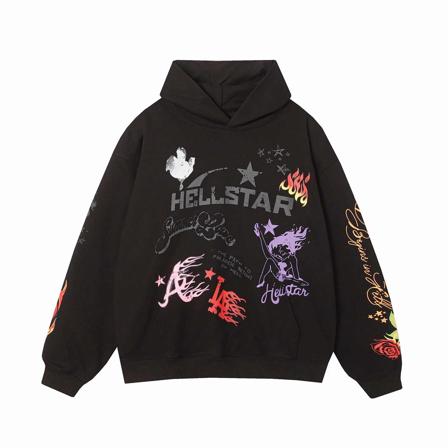 Hellcat Records Gray Graphic Oversized Hoodie
