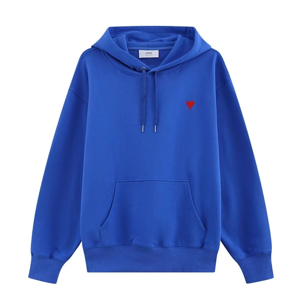 Ami Paris Heart Embroidered Hoodie Beige - 4