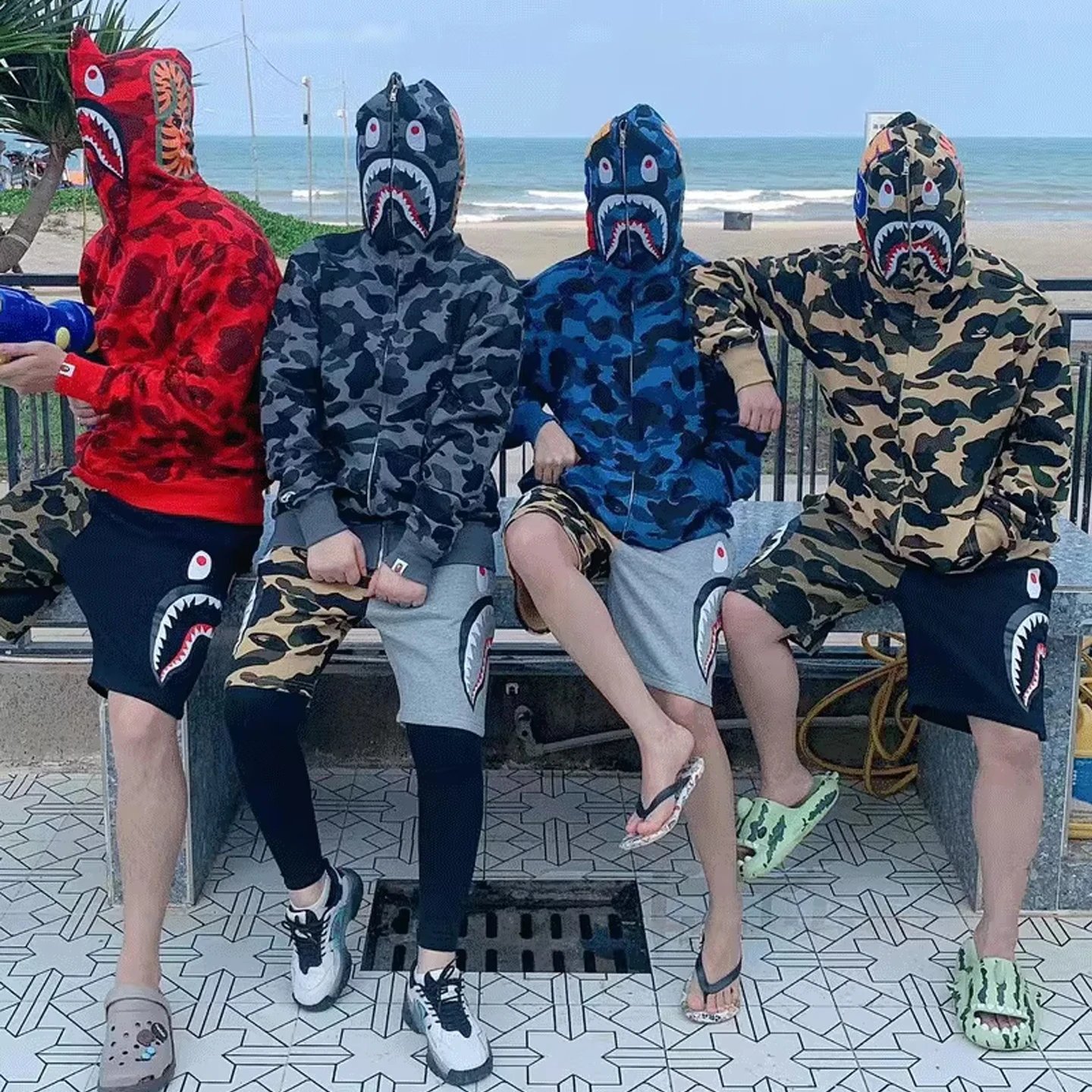 A Bathing Ape Shark Hoodie Camouflage Streetwear
