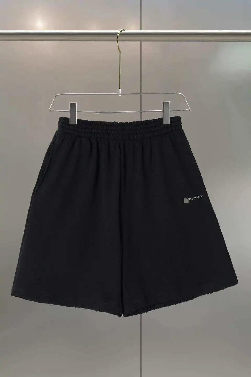 Balenciaga Logo Embroidered Navy Blue Sporty Shorts