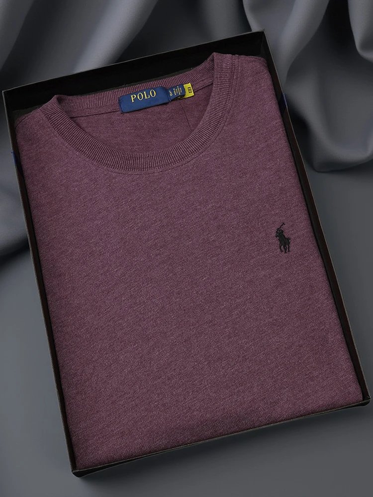 Paul cotton men's short-sleeved T-shirt high-end casual polo half-sleeved T-shirt round neck summer