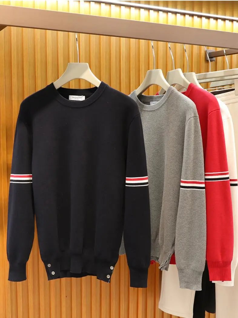 Unisex fashionable versatile cotton knitted casual round neck sweater