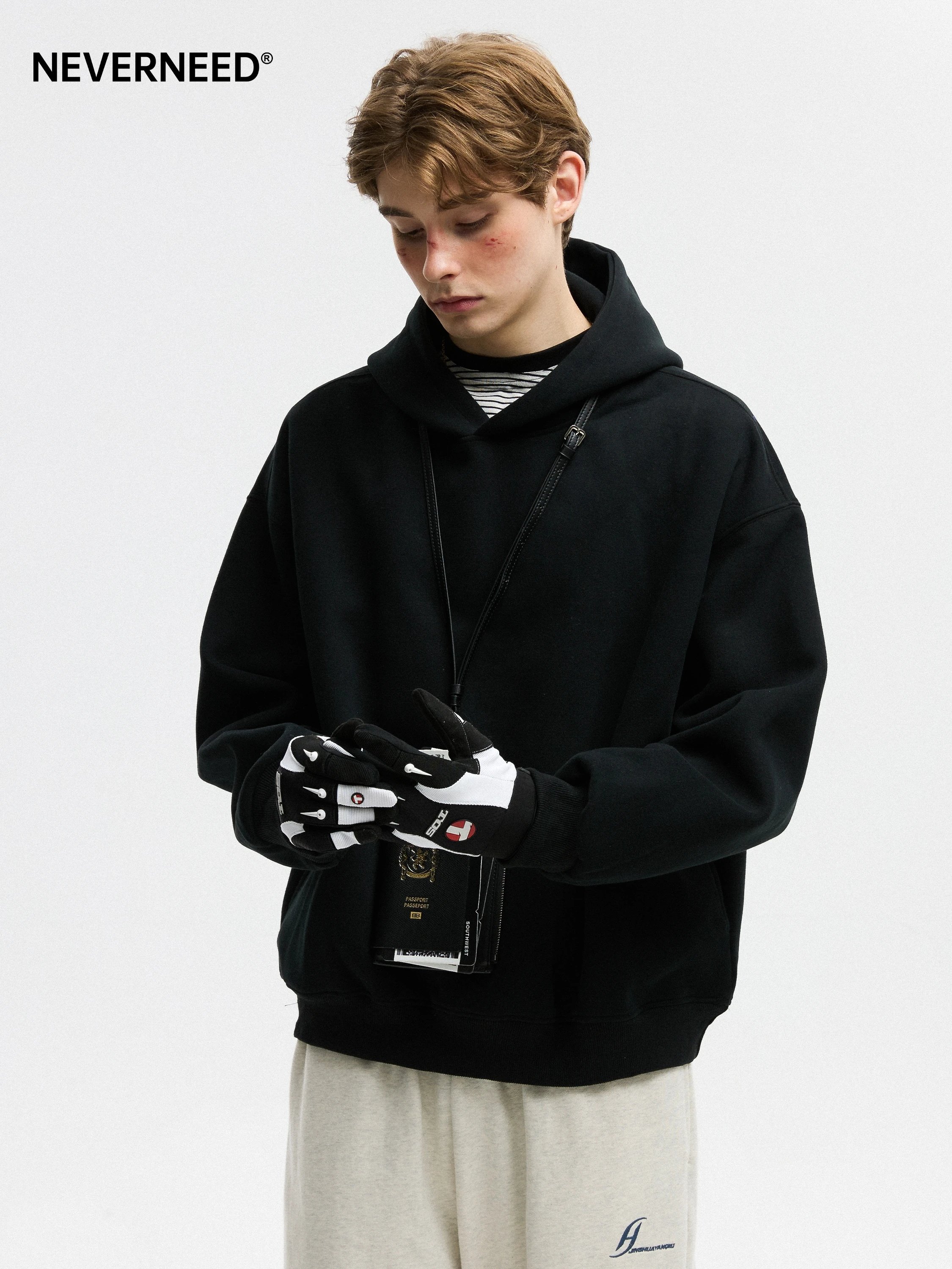 Neverneed Oversized Gray Heather Hooded Sweatshirt