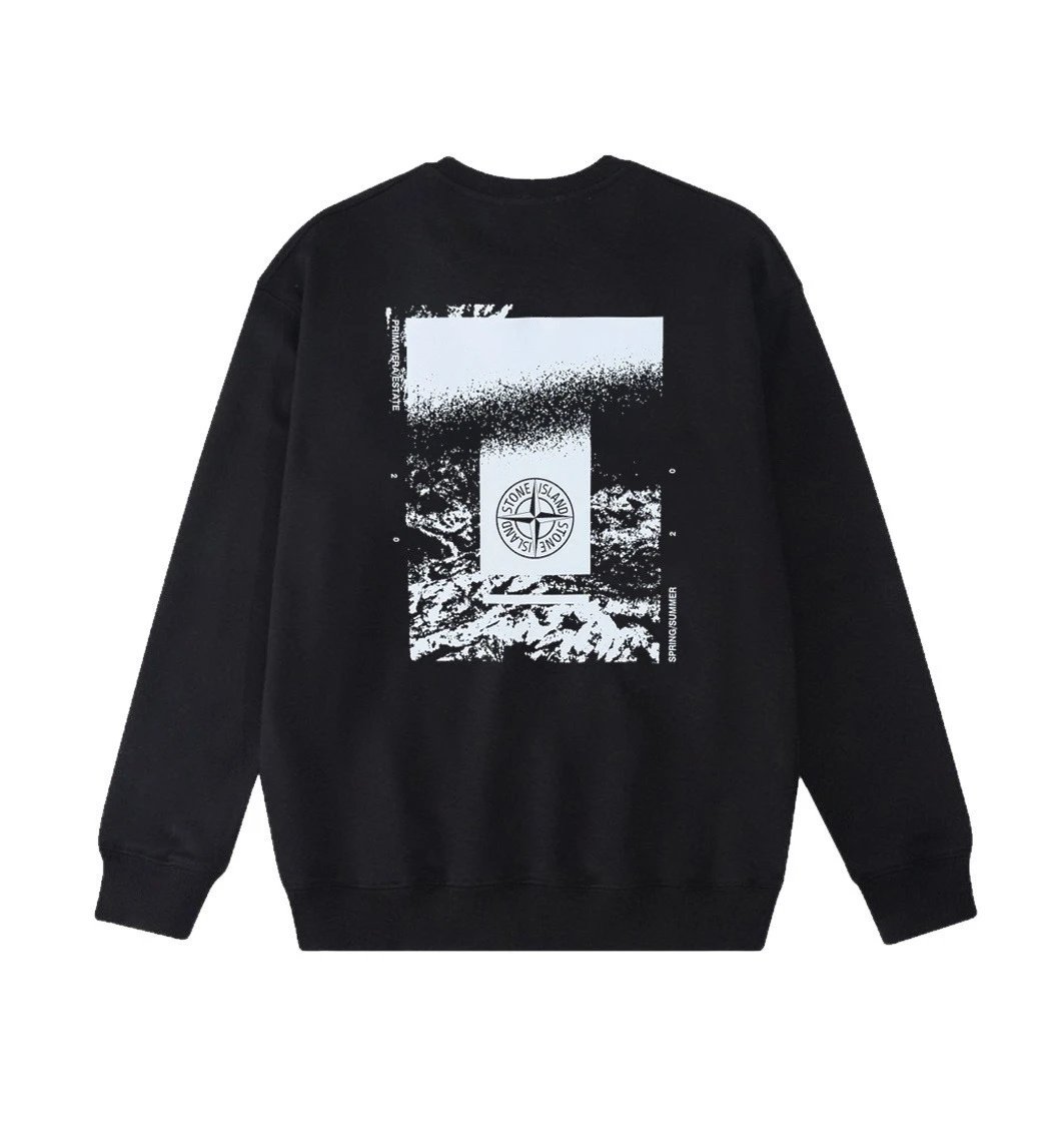 Stone Island White Logo Embroidered Crewneck Sweatshirt