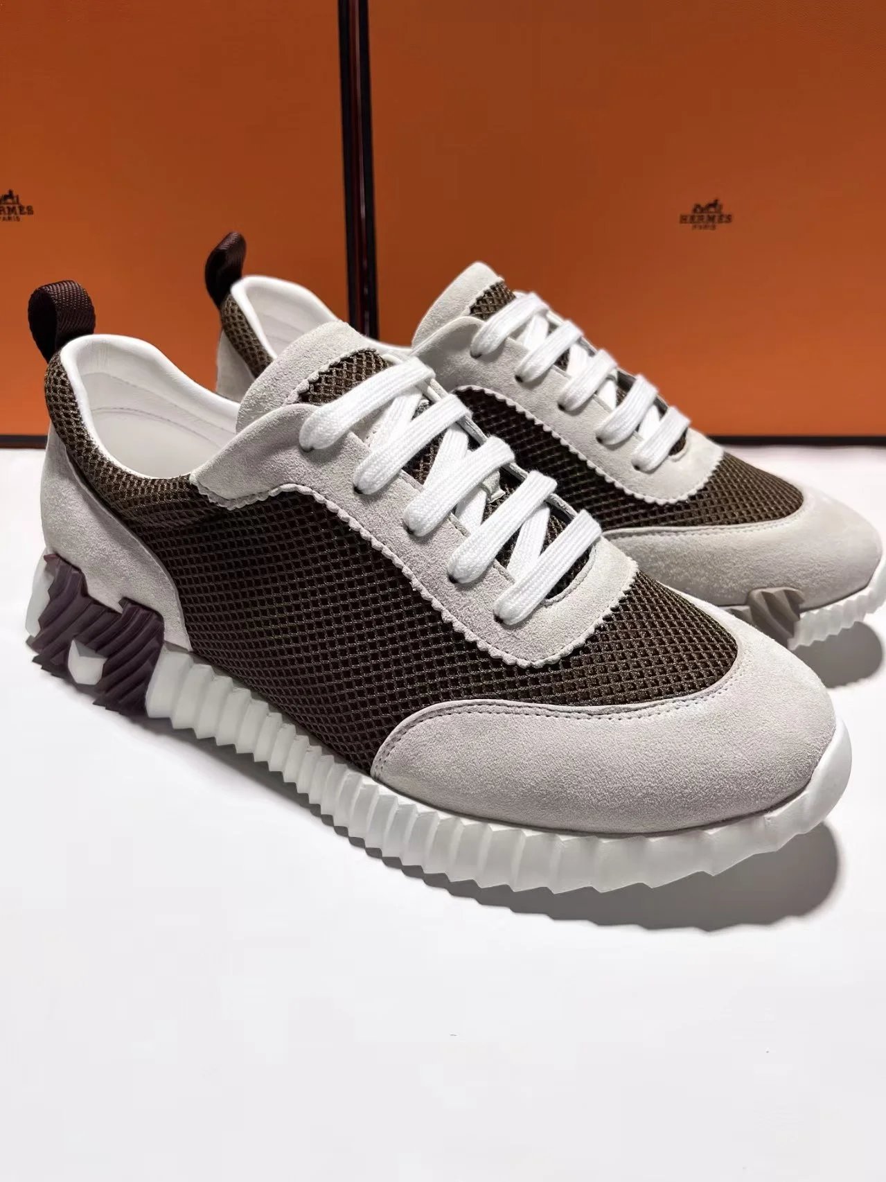 Off-White Diagonal Denim Sneakers Blue and Gray Chunky Sneakers - 5