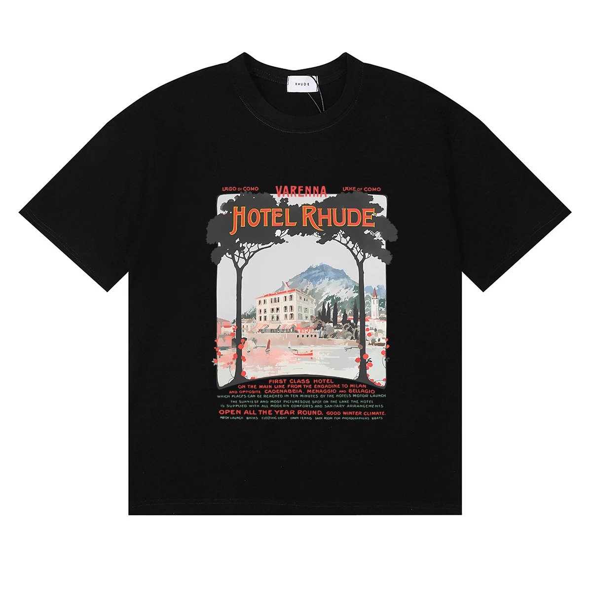 Rhude Lago Di Como White Graphic Print T-Shirt