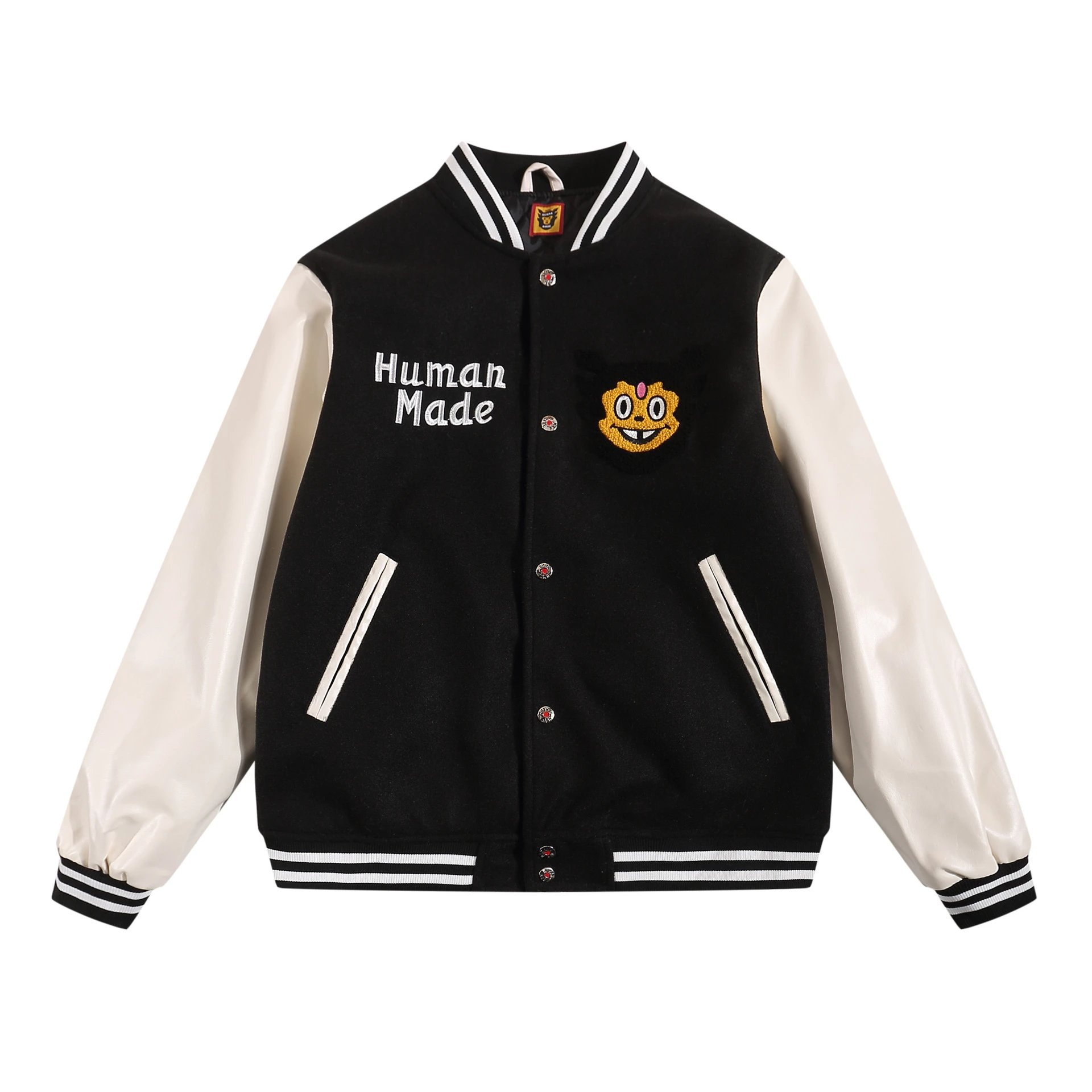 Candythepink Varsity Jacket Red White Embroidered Floral Sleeve Bomber