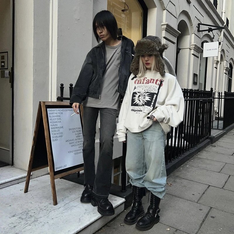 Infants Graphic Print Off-White Oversized Sweatshirt