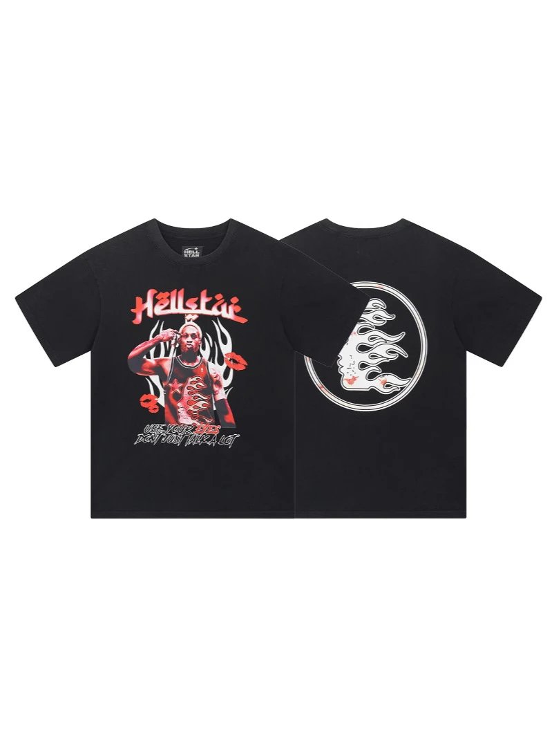 Graphic Print Black Short Sleeve Streetwear T-Shirt