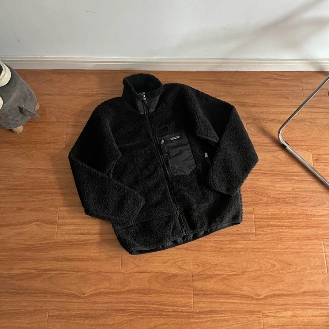 Fleece-Lined Lambswool Stand-Collar Zip-Up Jacket T-Shirt