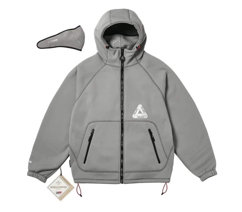 Palace Windstopper Hooded Jacket Gray Outerwear Windbreaker
