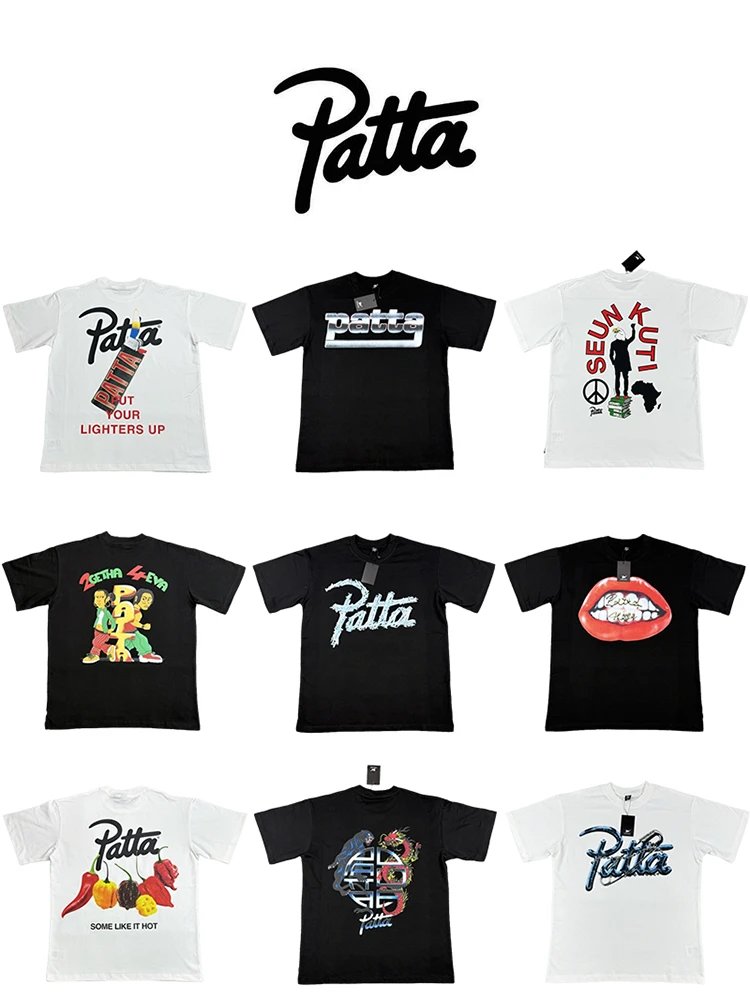 PATTA American letter print niche joint short-sleeved casual men and women's half-sleeved T-shirt